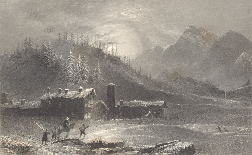 PIEDMONT/PIEMONTE. Prali, Val St. Martin (Germanasca) . Church. Snow. 1838